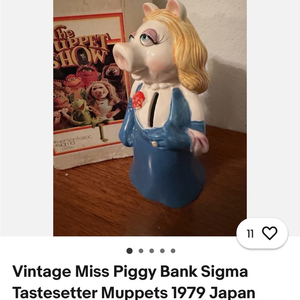 Sigma Miss Piggy Ceramic Bank - Blue and White